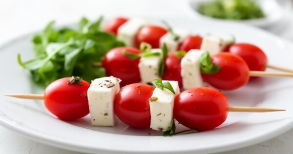 Brochette tomate cerise fromage : un apéritif healthy qui se transforme en plat principal léger