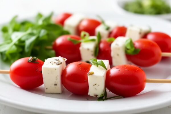 Brochette tomate cerise fromage : un apéritif healthy qui se transforme en plat principal léger